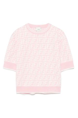 Pink cotton sweater FENDI KIDS | JFG184AS5LF1QF0